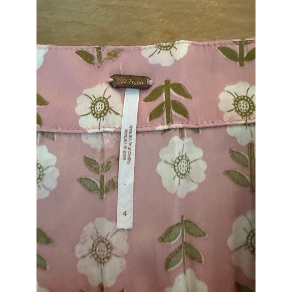 Free People Analise printed midi skirt floral buttons Size 4 Boho Indie Silky - Picture 2 of 6
